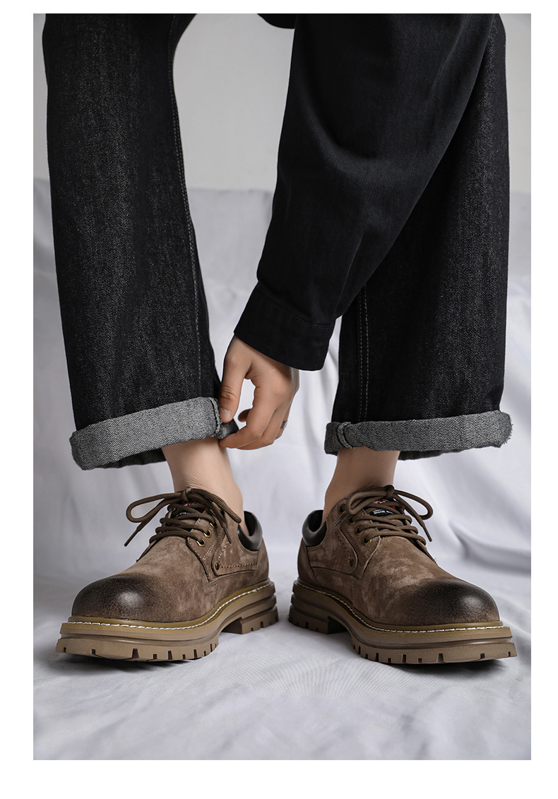 British Men's Leather Chukka Boots Thick Sole Comfortable Shoes_voghion.com