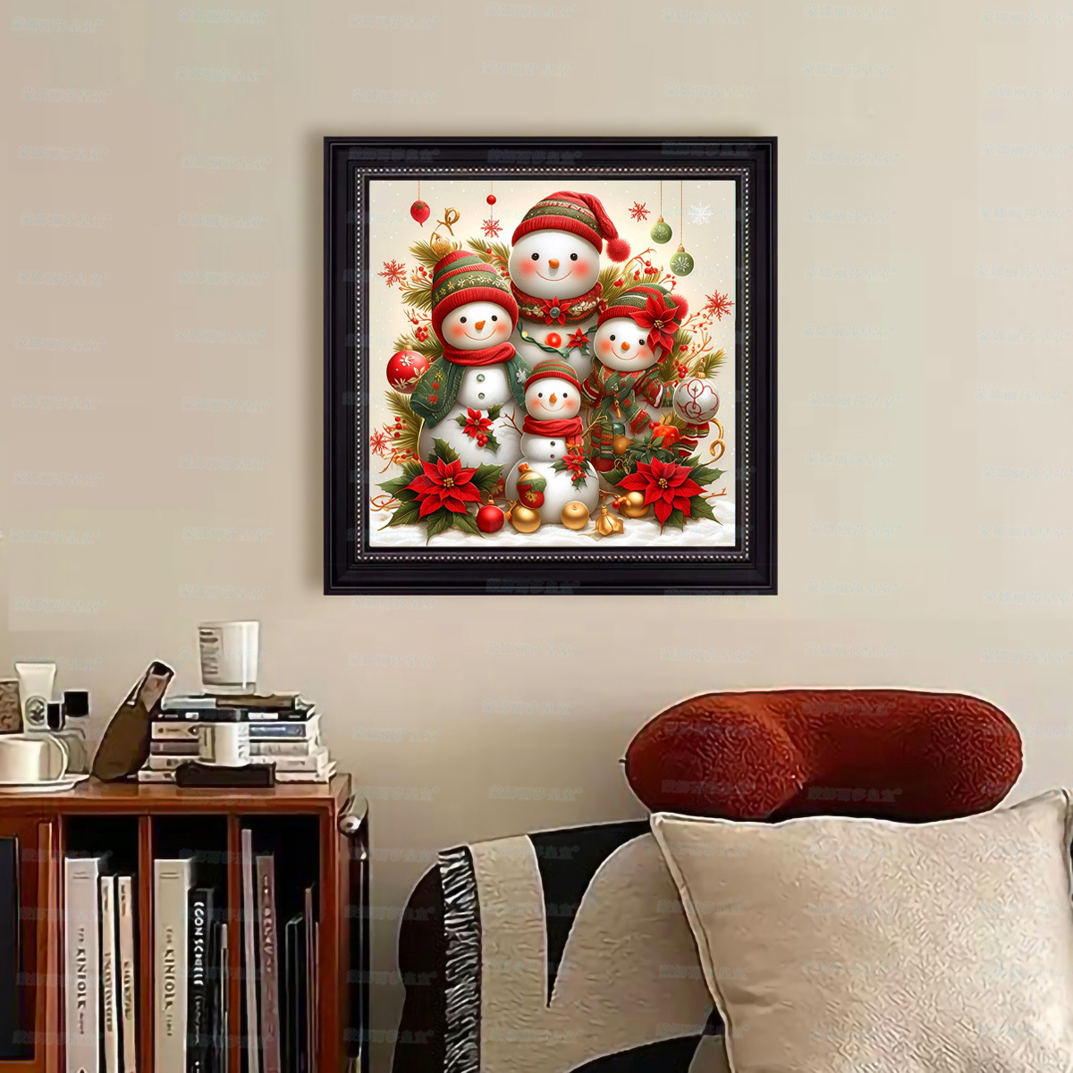 Mona Lisa Real bordado cruzado de Navidad lindo muñeco de nieve dibujos animados sala de estar puerta de entrada dormitorio pequeñas piezas bordadas a mano image 2