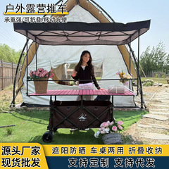 夜市屋台用キャンピングカー、昇降式テーブル、日よけ・雨よけ、大容量、屋外用ポータブルカート