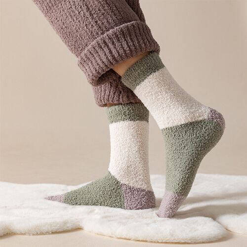 Socks for men in autumn and winter, thickened and velvet, warm, loose, non-stretching, no lint, mid-tube towel, home socks, no lint