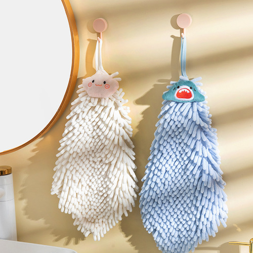 Cute hand towel for kitchen household lint-free hanging chenille towel absorbent ball thickened children's hand towel