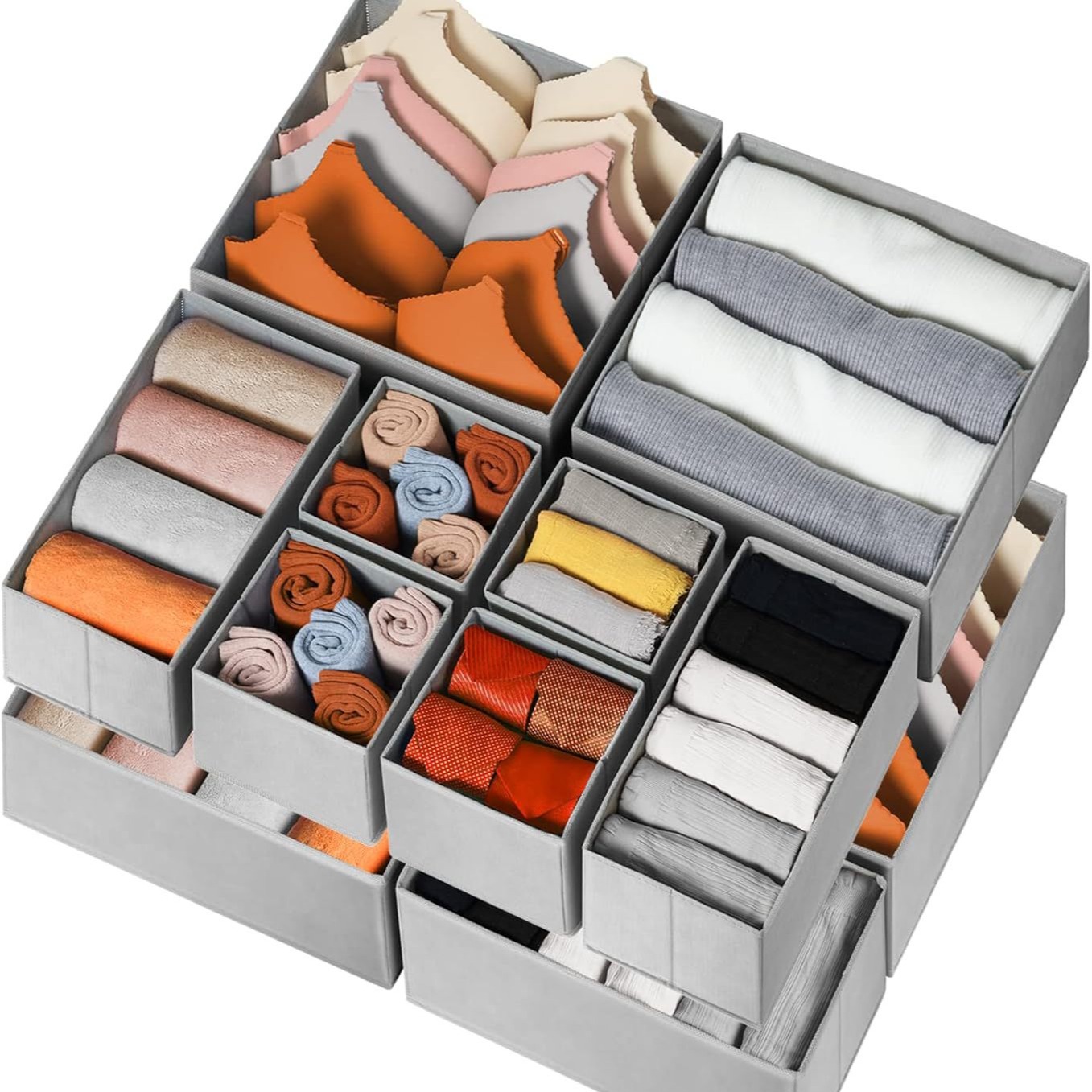 Amazon tela transfronteriza caja de almacenamiento sin tapa de seis piezas ropa interior sujetador ropa interior calcetines caja de almacenamiento de escritorio