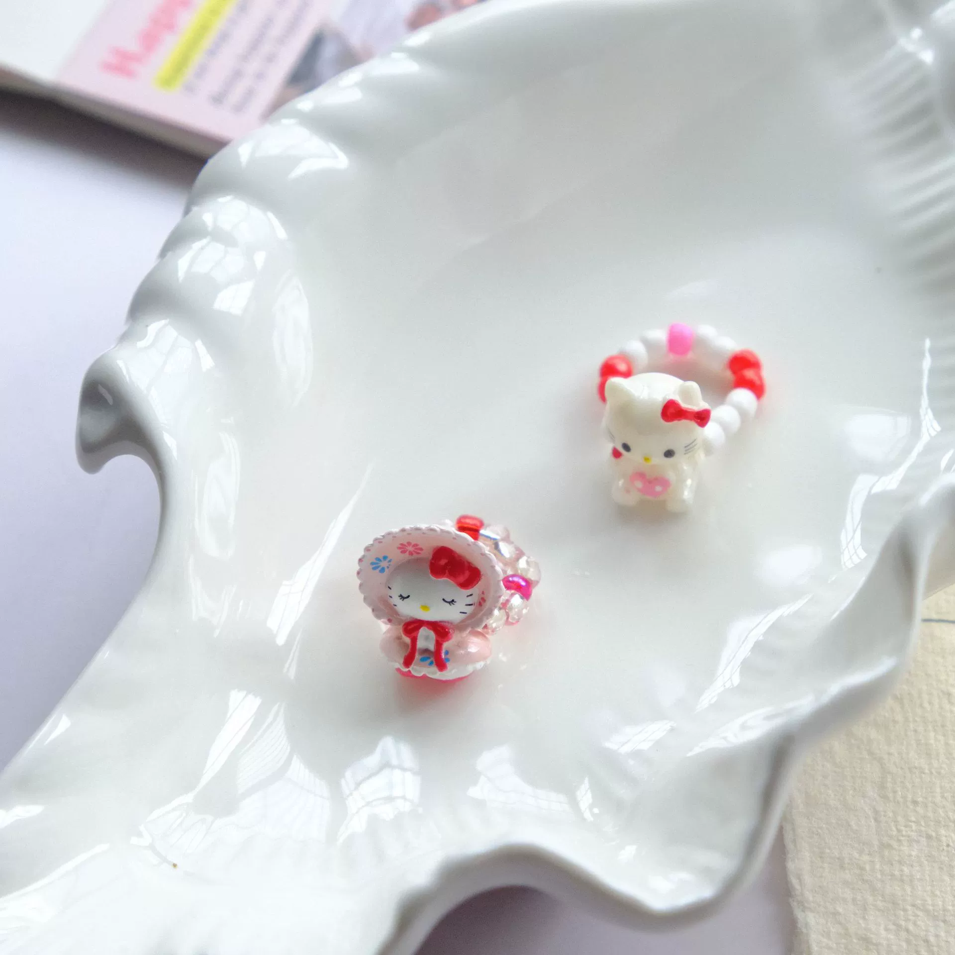 Эластичное бисерное кольцо Hello Kitty, ручная работа, мультяшный милый дизайн, разноцветные бусины