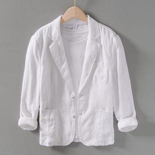 L948 spring retro leisure loose Art flat linen barge collar handsome suit coat men's a generation of hair