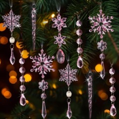 18 個のクリスマスツリー装飾クリスタルクリスマス装飾品ぶら下げアクリルスノーフレークとつららクリスマスツリーペンダント