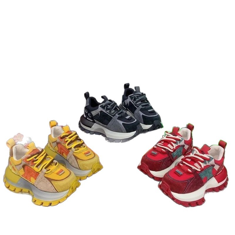 Estación europea Primavera 2025 Nuevos zapatos de aumento de color de plataforma de todo fósforo Zapatos de marea Forrest Gump Zapatos casuales de mujer Zapatos deportivos