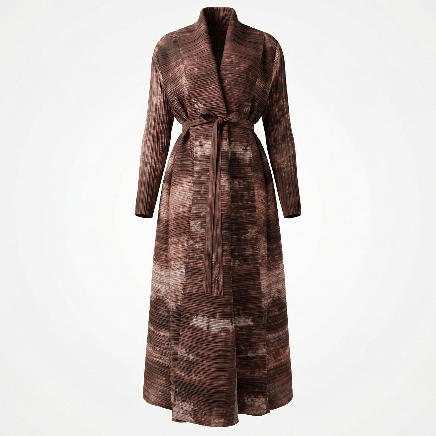 Miyake Cross-Border Foreign Trade Middle Eastern Best-Selling Autumn Muslim Robe Cape Printed Women's Arabic Tie-Waist_ecoleips.com