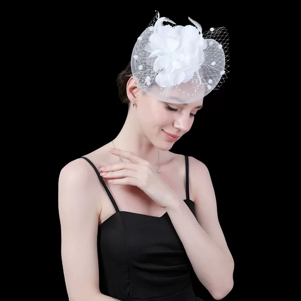 European and American New Feather Headwear Bride Vintage Mesh Hairpin Head Flower Small Topper Hat Hair Accessories Amazon Hairband Accessories