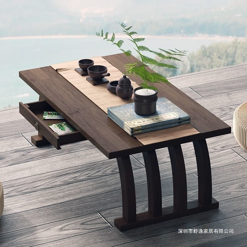 中式飘窗小茶几榻榻米简约窗台阳台楠竹茶桌矮桌地毯小型桌子坐地|undefined
