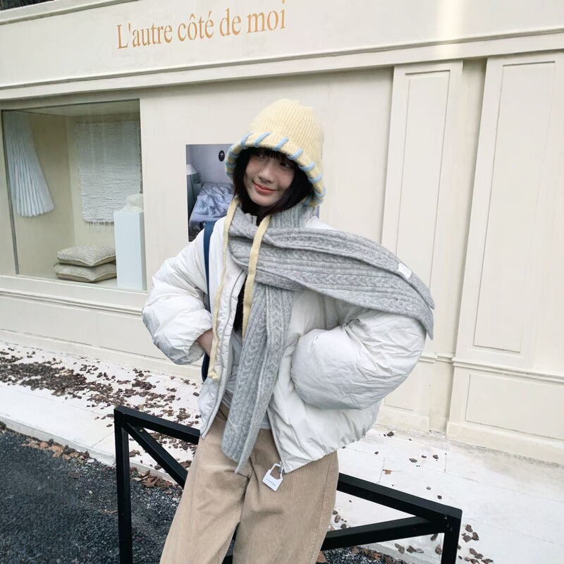 批发25年早秋新款可爱拼色流苏针织帽子女防寒保暖高品质毛线帽潮|undefined