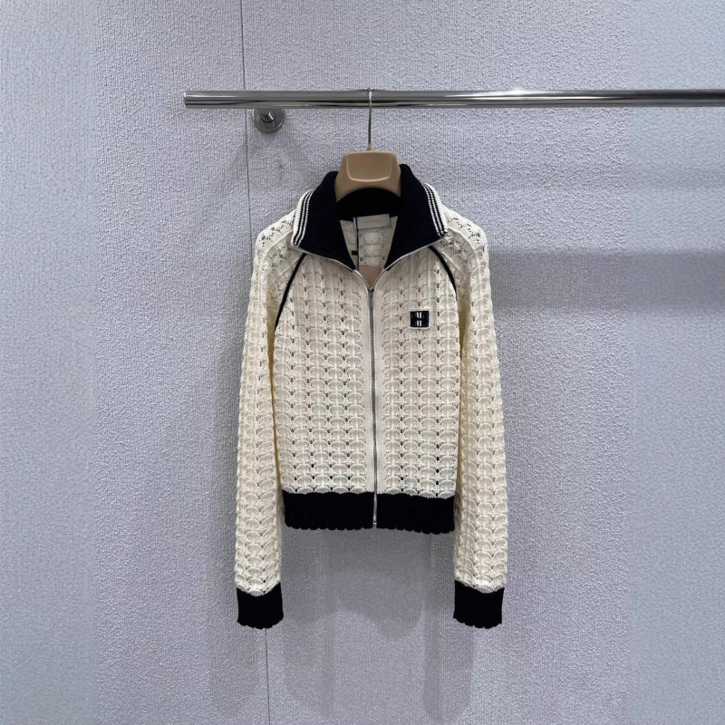 Nanyou High-Quality Contrast Color Hollow Out Zipper Sweater for Women, Spring 2026 New Letter Logo Knitted Cardigan Jacket Nanyou High-Quality Contrast Color Hollow Out Zipper Sweater for Women, Spring 2026 New Letter Logo Knitted Cardigan Jacket