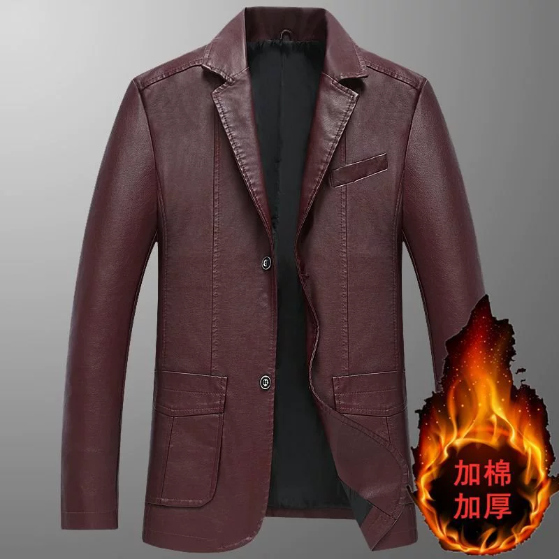 Мужской кэжуал-жакет для отдыха, осень, Slim Fit, кожа/кожзам, стиль для среднего возраста, бренд