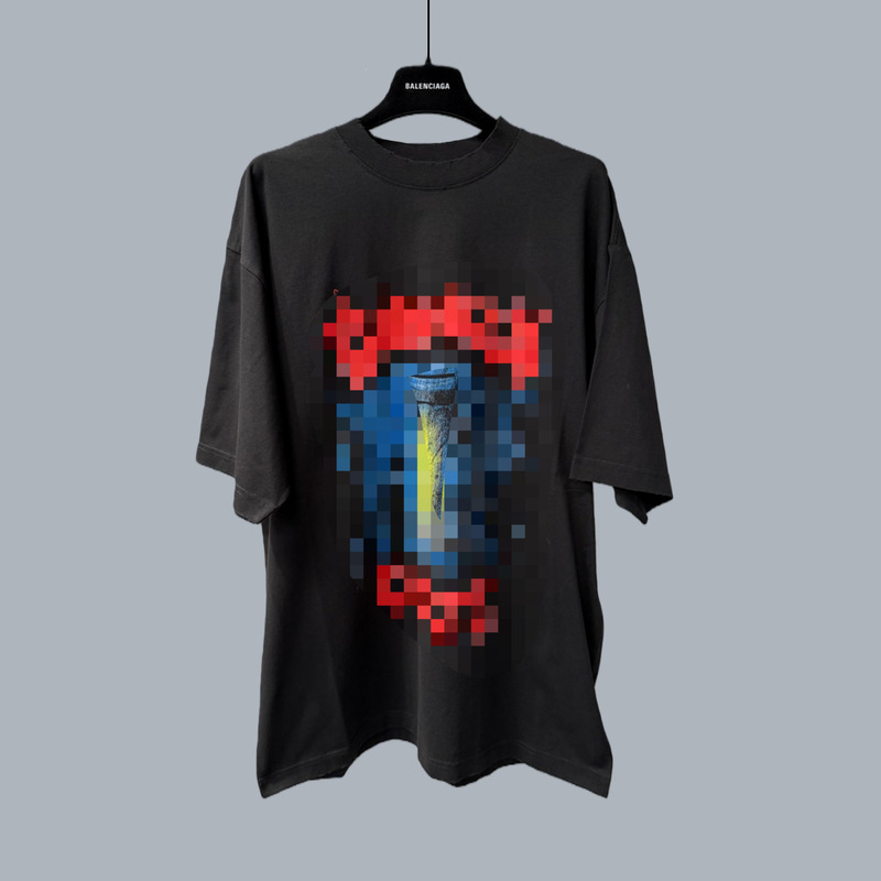 Cross-border bestseller, high-quality version, 26ss new Paris B-brand rock style digital print men's T-shirt Cross-border bestseller, high-quality version, 26ss new Paris B-brand rock style digital print men's T-shirt
