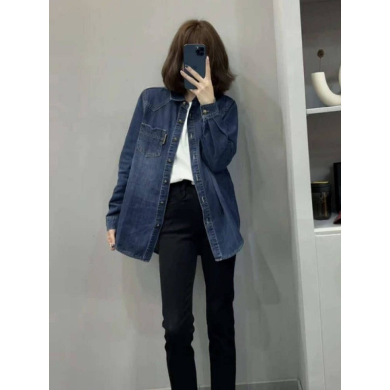 fleece-lined Denim Shirt Women's Autumn and Winter New Loose Design Sense Inner Layup Top Casual Thickened Shirt Jacket