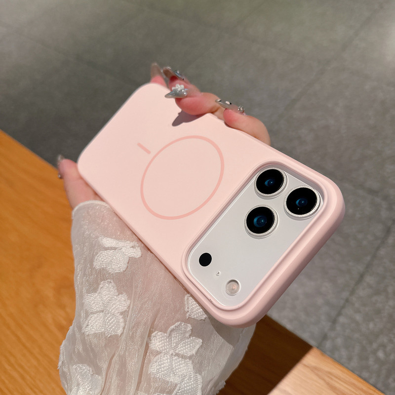iPhone17系列新款撞色手机壳苹果16Promax简约15纯色大孔磁吸软壳|undefined