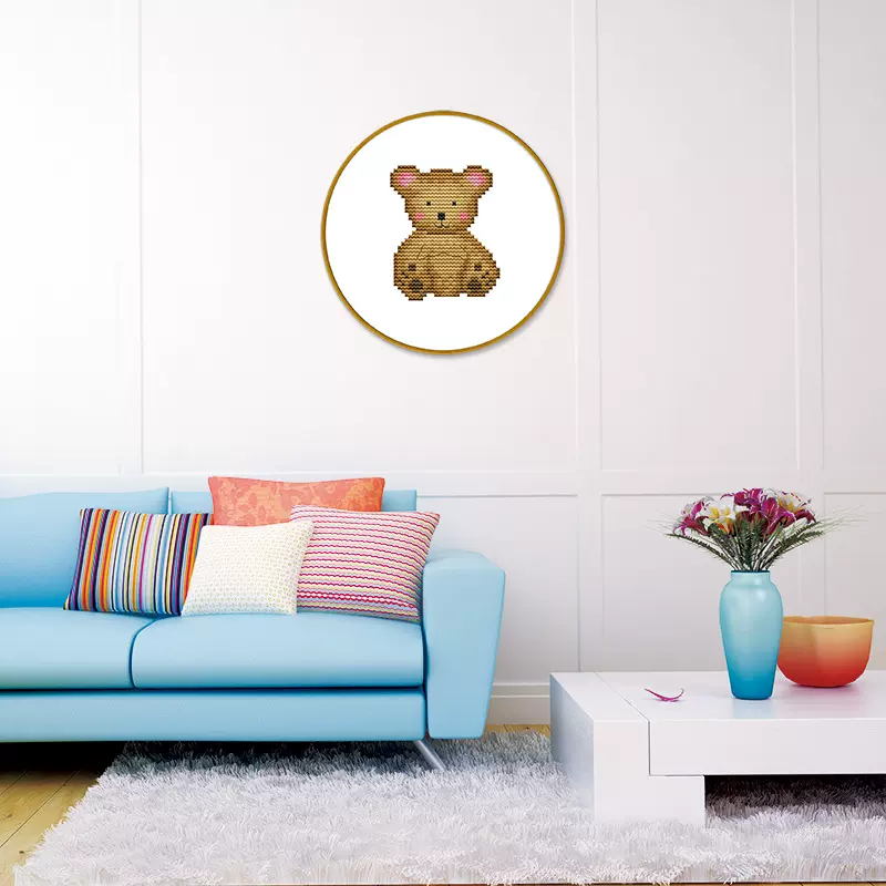 亚马逊跨境手工刺绣diy材料包十字绣套件立体装饰画大量定制绣花