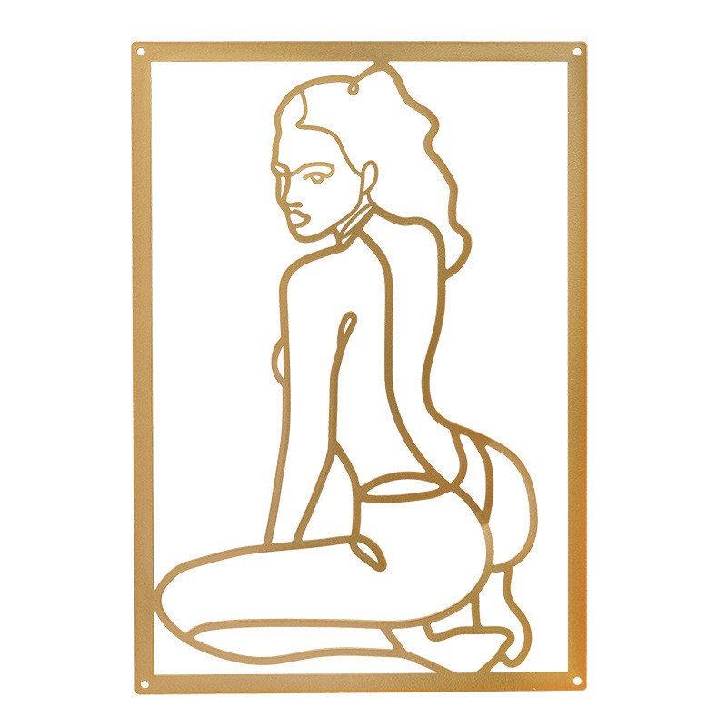 Modern Minimalist Square Metal Wall Hanging Art Silhouette Body Line Wall Decoration Home Living Room Wall Iron Ornament