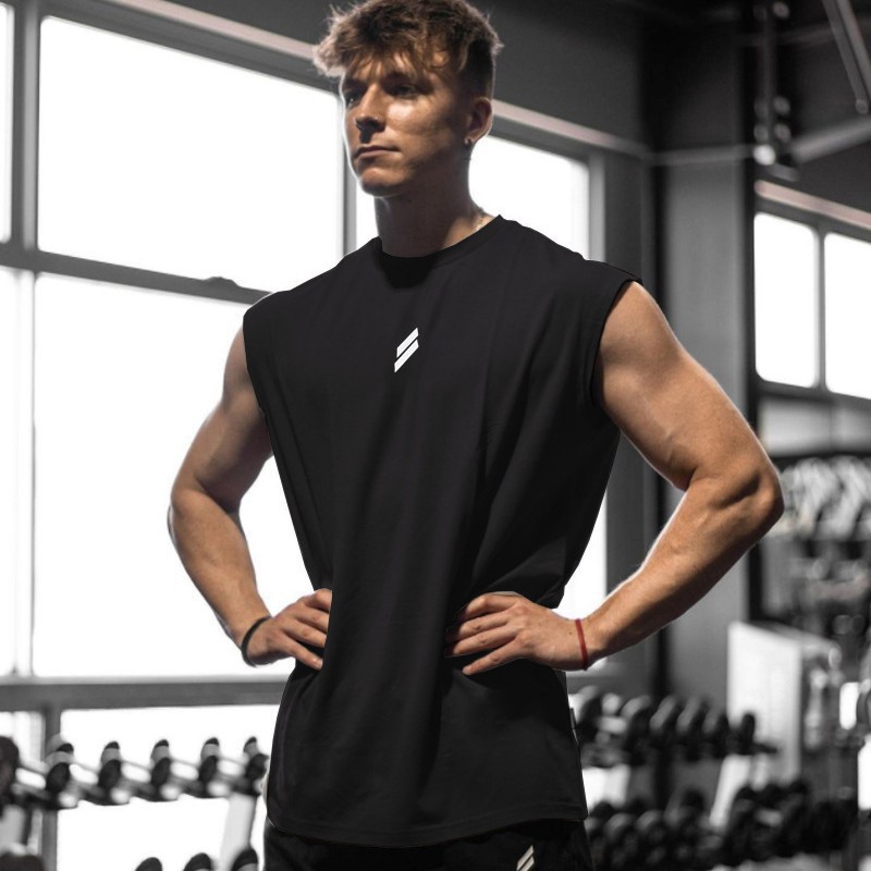Summer Fitness Mesh Vest Casual Running Training Loose European and American Large Size Breathable Quick-Drying Round Neck Sweatshirt