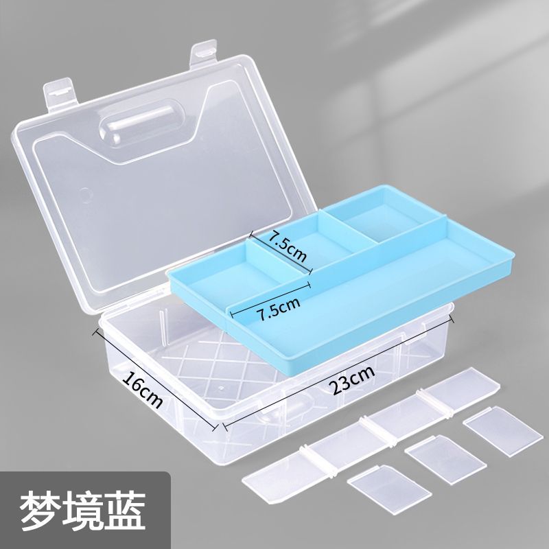 Caja de lápices de doble capa (azul interior)