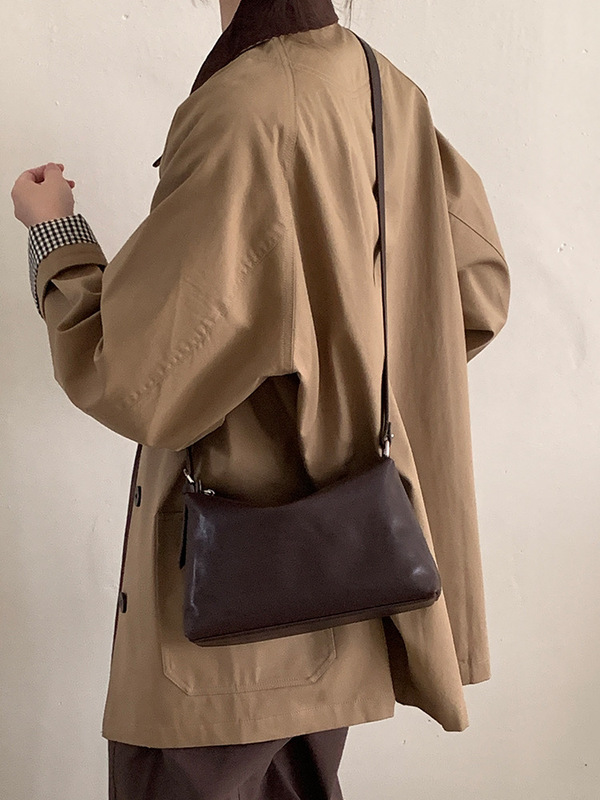 百搭休闲风hobo包2025新款真皮腋下托特包复古通勤牛皮女包斜挎包|undefined