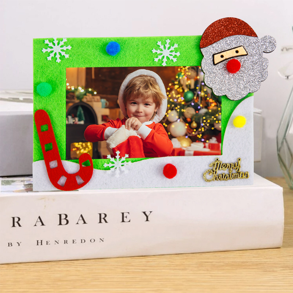 Marco de Fotos Navideño de Amazon, Fieltro de Dibujos Animados, Manualidades, Regalo de Navidad para Niños, Árbol de Navidad, Marco de Fotos con Reno
