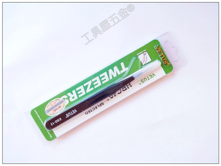 原装正品维特斯VETUS 高密度防静电防酸腐蚀镊子夹子  ESD-12