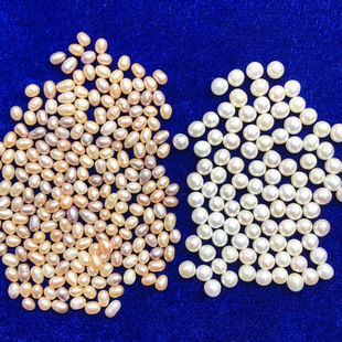 Natural Freshwater Pearls Weighing Bulk Non-Porous Rice-Shaped White Colorfuled Real Beads for Buddha Xiomanza Package Xizang Grinding Powder Zhuji