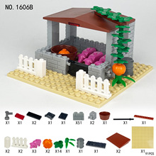 M1606B 开心农场养猪场模型小颗粒拼装积木玩具幼儿早教认知教具