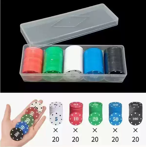 Cross-Border Chip Poker Score Card Chip Teaching Coin Chess and Card Room Abs Material Chip Spot Wholesale with Box