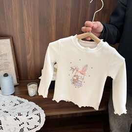 女童儿童长袖T恤2025新款春秋卡通印花宝宝打底洋气百搭上衣童装