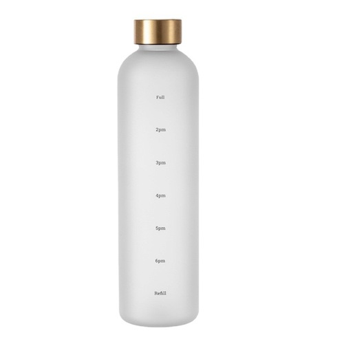 Amazon Plastic Space Cup Large Capacity Transparent Frosted PC Material Water Bottle with Single-Row Electroplated Stainless Steel Lid