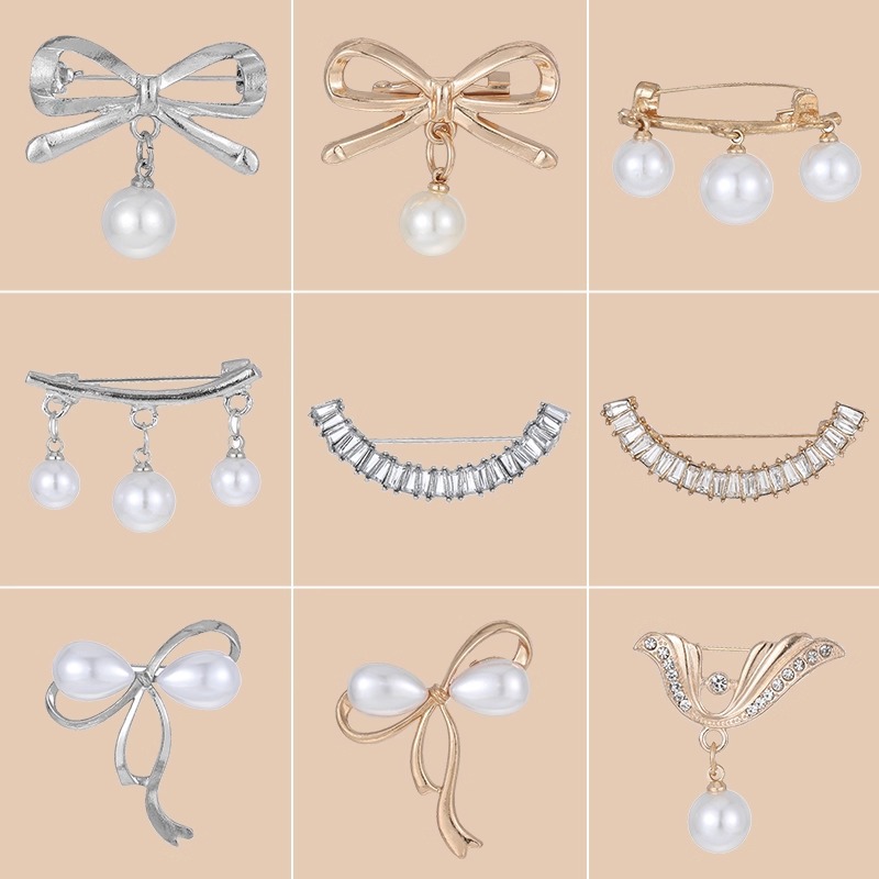 Hebilla de broche decorativa de alta gama para mujer, alfileres fijos, hebilla anti-luz, accesorios de ramillete de perlas, hebilla de bufanda de seda de todo fósforo