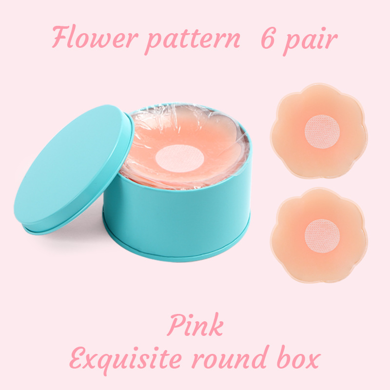 분홍색 꽃 6쌍 - 파란색 철 상자