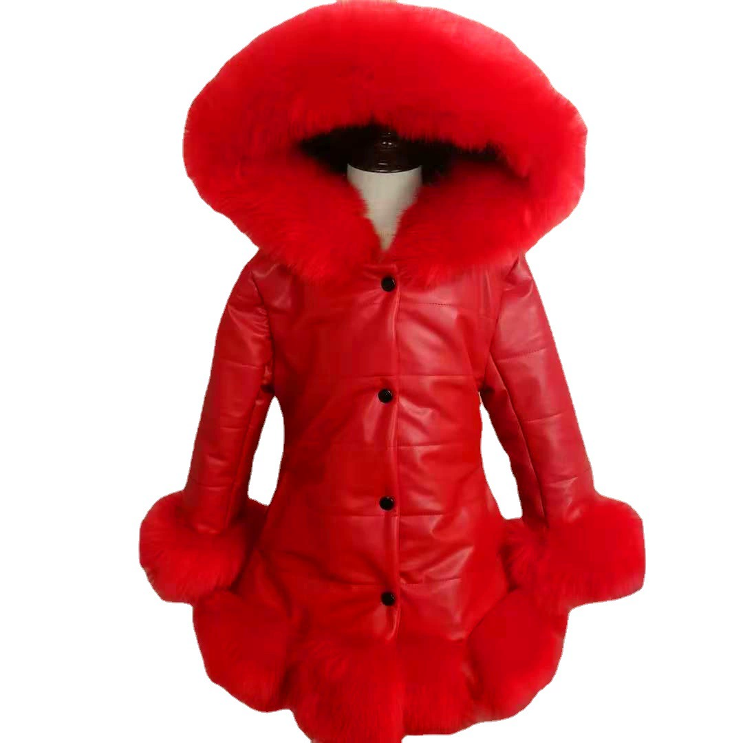 Children's fashionable long down jacket with hood, western style, mid-length