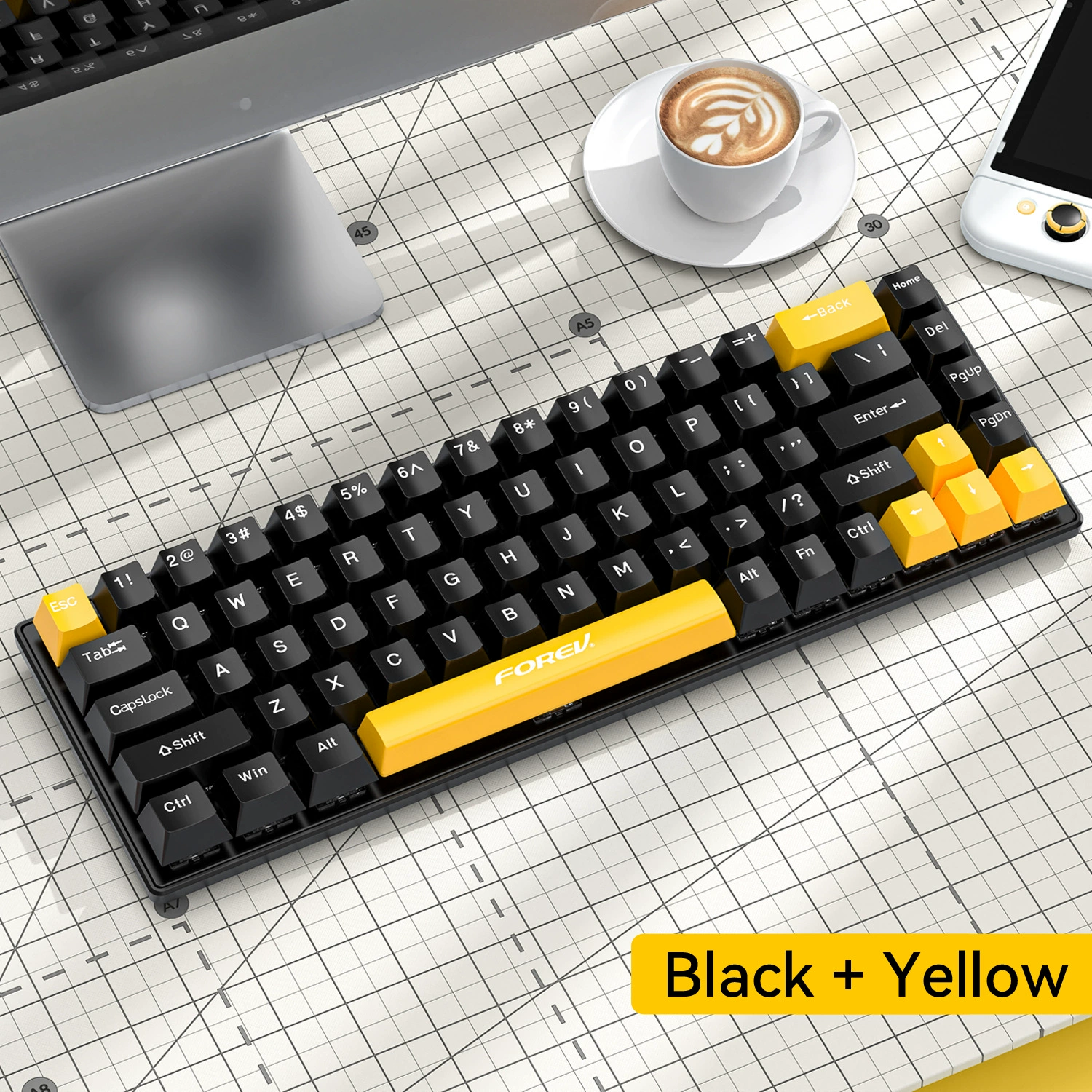 Механическая игровая клавиатура (Forev FV-Q68) проводная RGB, три режима, компактная портативная