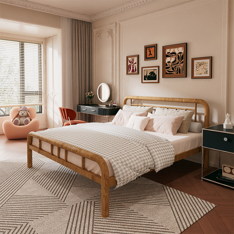 201 stainless steel bed frame oak color + 7 beams