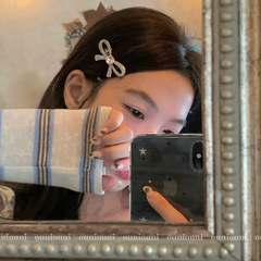 超闪甜美爱心锆石蝴蝶结发夹女高级感侧边夹碎发刘海夹发卡头饰