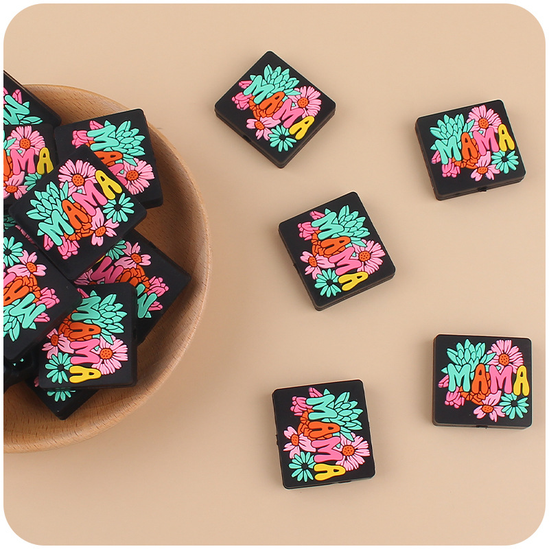 Nueva historieta del bebé Día de San Valentín mamá flor pequeña mordedor creativo DIY bebé molar pezón cadena Accesorios