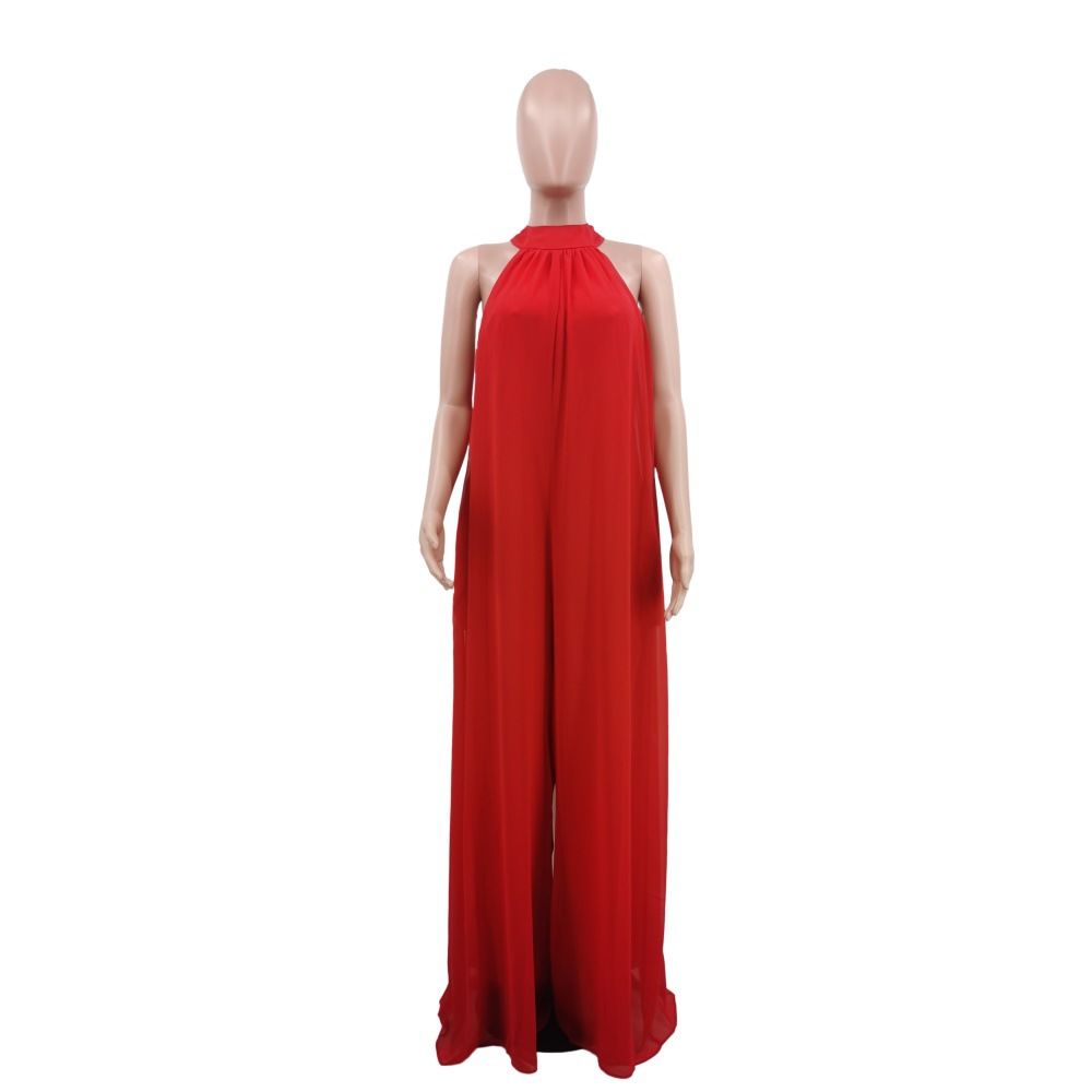 350g Weight Full Length Pants Length Polyester, Chiffon Fabric Type Mid Waist Waist Line Jumpsuits Pants Type Inelastic Elasticity Holiday, Family Gathering, Tea Party Occasion Loose Fit Type Solid Color Pattern Summer, Spring Season Women's Gender Simple Style, Classic Style Style Women's Holiday Family Gathering Tea Party Simple Style Classic Style Solid Color Full Length Jumpsuits 37