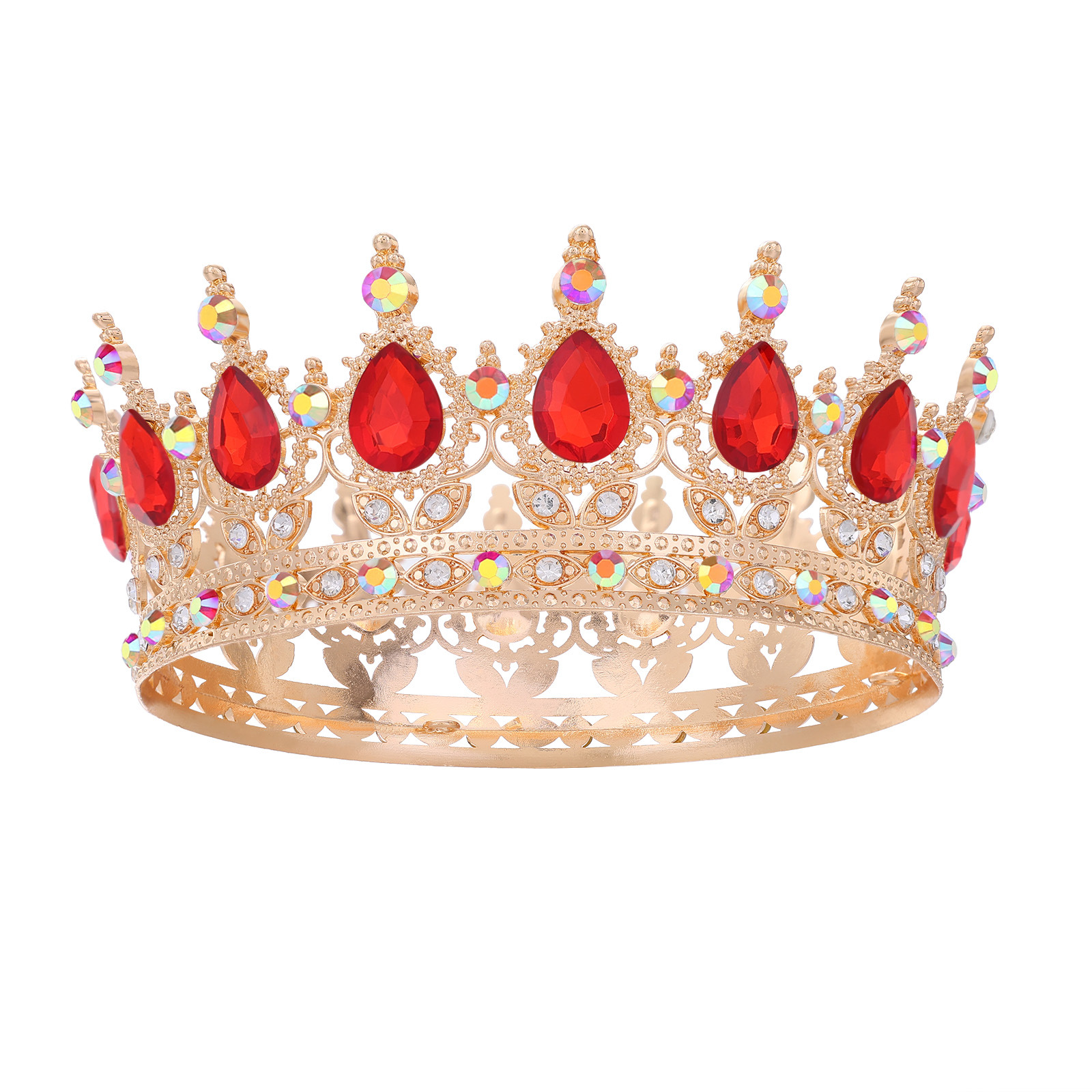 Barroco transfronterizo corona redonda cabeza de novia europea regalo de cumpleaños barroco corona redonda joyas para el pelo