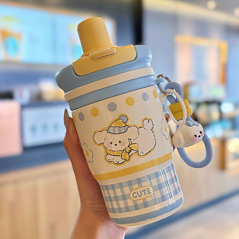 保温杯大容量水杯女生高颜值吸管杯316不锈钢便携茶水分离双饮杯|undefined