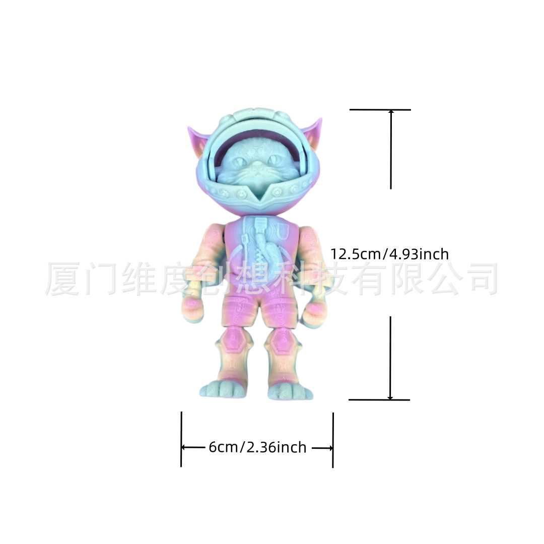 Juguetes de impresión 3D transfronterizos Gatos astronautas bonitos juguetes de moda articulaciones móviles adornos de dibujos animados