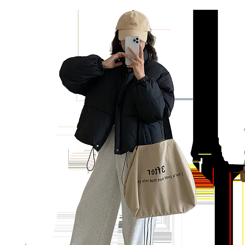2025 ropa de algodón femenina ultra corta otoño invierno nuevo pequeño engrosado estilo coreano suelto ropa de pan de algodón chaqueta de algodón