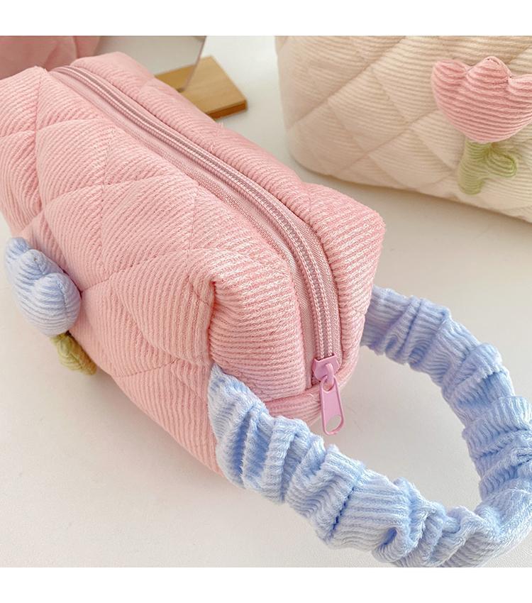Cute Solid Color Polyester Corduroy Square Makeup Bags display picture 2
