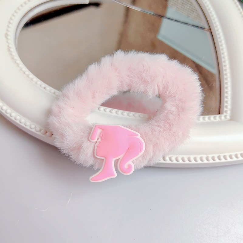 Dopamina dulce y picante Barbie Rosa mullida carta intestino grueso banda de pelo chica princesa cuerda de pelo Rosa rojo blanco tocado