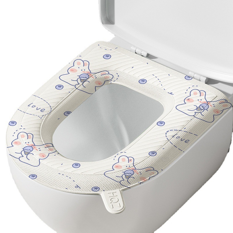 Alfombrilla de inodoro impermeable engrosada para el hogar, gel de sílice rojo neto, etiqueta de anillo de inodoro EVA, funda de inodoro universal, cuatro estaciones, universal