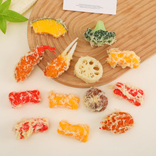 仿真日式天妇罗炸虾海鲜模型趣味仿真油炸食物钥匙扣挂件背包挂饰