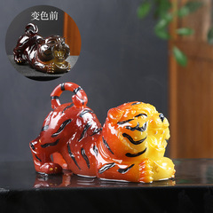 Creative Tiger Year Tea Pet Figurine Resin Small Tiger Can Change Color Cute Yuanbao Cute Tiger Tea Table Decor Accessory Tea Toy