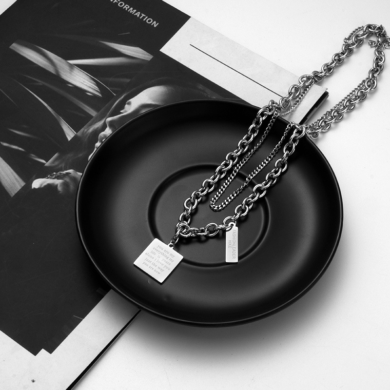 Exaggerated Multi-layer Titanium Steel Chain Necklace For Women_voghion.com