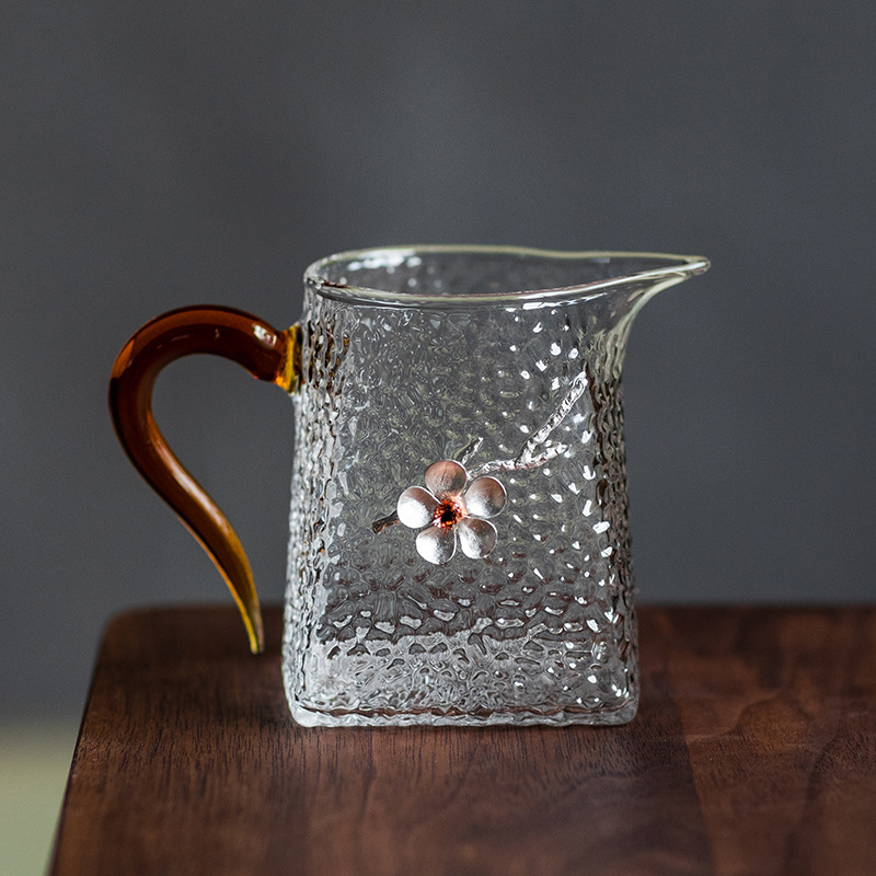 Taza de vidrio de mango naranja-estilo de una sola flor